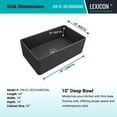 thumbnail image 3 of 30 x 18 Inch Crestwood Farmhouse Sink, Charcoal Fireclay Kitchen sink, Single Bowl Apron Front, Plain Farm sink, 3 of 7