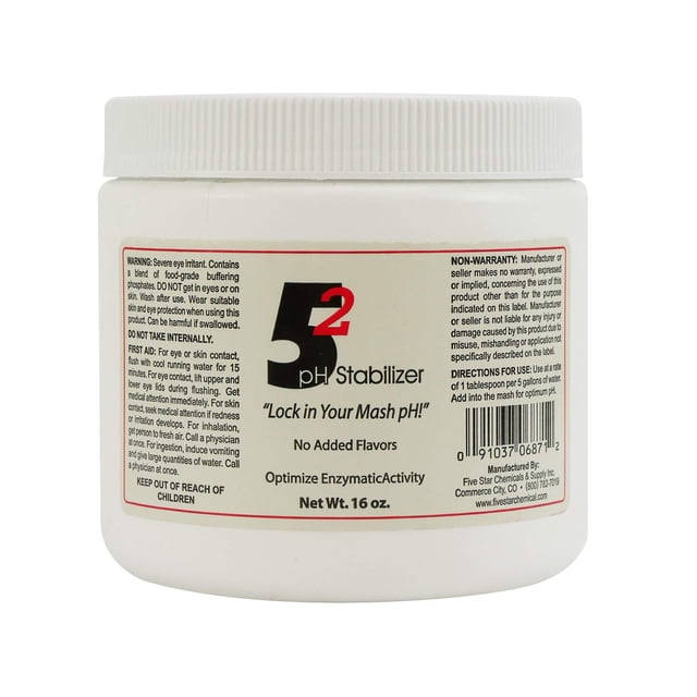Estabilizador Five Star 5.2 pH para puré y hervidor de agua, 454 g