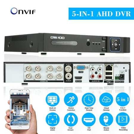 OWSOO  XVR 8CH Channel 1080P Hybrid NVR AHD TVI CVI DVR 5-in-1 PTZ Network DVR CCTV Security P2P Support for Android/IOS APP Control Motion Detection for Surveillance (Best Ptz Camera For The Money)