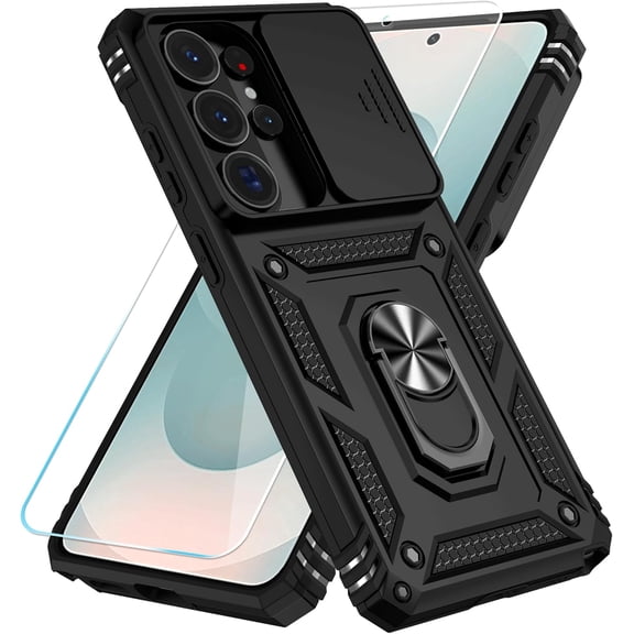 MUKO Phone Case for Samsung Galaxy S26 Ultra Case with HD Screen Protector & Kickstand & Slide Camera Cover,Phone Case for Galaxy S26 Ultra, Black