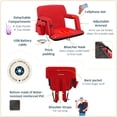 thumbnail image 4 of 6 Reclining Positions Waterproof 600D Portable Outdoor Chair with Pockets and Carry StrapsRed Heated Reclining Stadium Seat for Bleachers with Back Support, 4 of 7