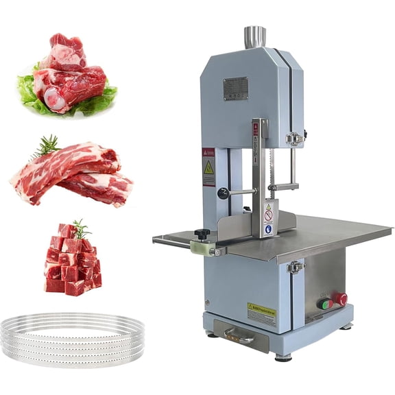 HPDAVV 1100W Electric Bone Saw Machine For Butchering – Max 7.4-Inch Cutting Thickness, Frozen Meat Cutter 110V Commercial Bandsaw, 22 x 17.7-Inch Table for Chicken, Fish, Beef, With 5 Saw Blades