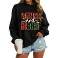 thumbnail image 6 of adviicd Women's Merry and Bright Crewneck Sweatshirt Long Sleeve Merry Christmas Sweatshirt Retro Fall Winter Pullover Holiday Tops (Black, M), 6 of 6