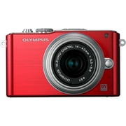 Angle View: Olympus PEN E-PL3 12.3 Megapixel Mirrorless Camera with Lens, 0.55", 1.65", Red