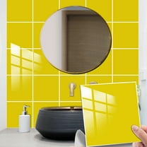 10 Pcs Peel and Stick Tile Wall Yellow Stickers Vinyl Backsplash 7.87 x 7.87inches Waterproof Self Adhesive DIY Decals Kitchen Bathroom Decor