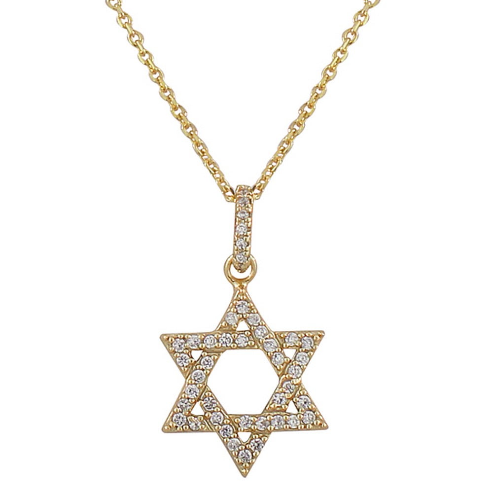 925 Sterling Silver Classic Jewish Star of David CZ Pendant Necklace