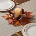 thumbnail image 3 of AYktou Fall Candle Rings, 10 Inch Artificial Maple Leaves Berries Pumpkin Wreath Candlestick, Thanksgiving Table Decor Farmhouse Candle Holder Halloween Gift for Front Door Festival Home Decor, 3 of 7