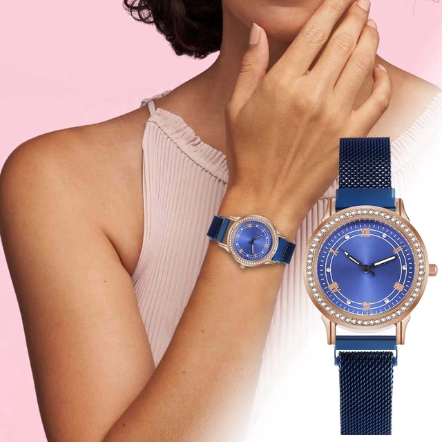 WIFKLSIIPG Ladies' Fashion Watch Stainless Steel Mesh Strap Watch Elegant Ladies' Precise Second Hand Timing