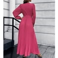 thumbnail image 4 of Vestido plisado de corte A, vestido largo de mujer con escote en V, vestido plisado de construcción resistente, 4 of 6