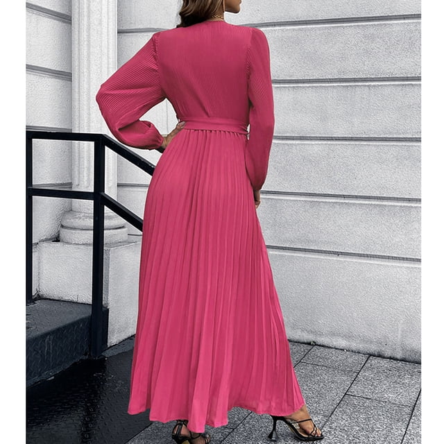 Vestido largo para mujer Nikou plisado en V