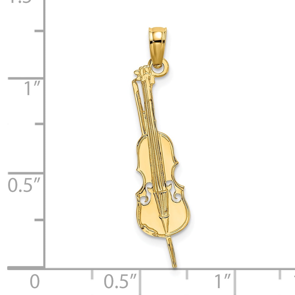 FJC Finejewelers 14k Yellow Gold Upright Bass Polish Engraved Charm