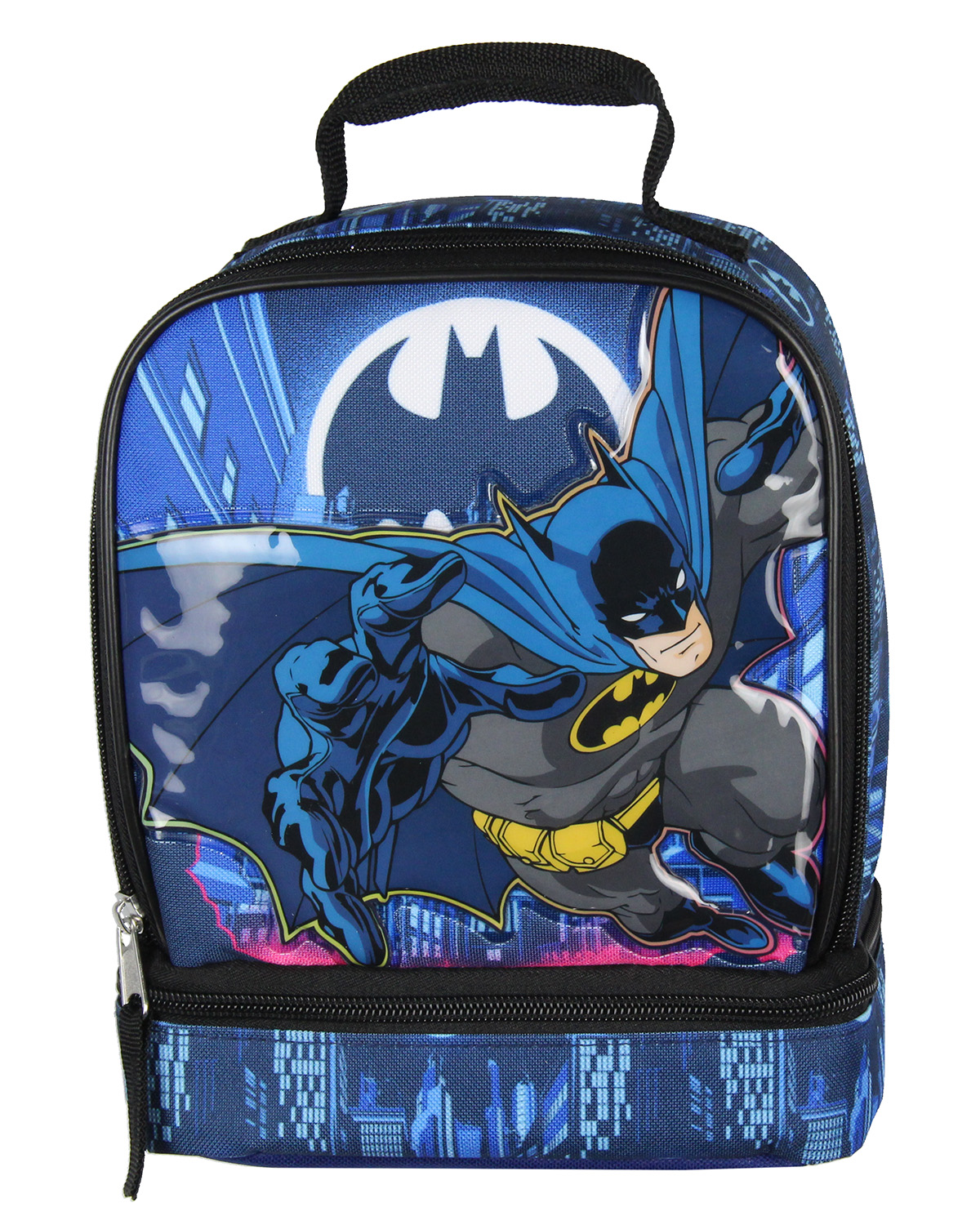 DC Comics The Batman Kids Lunch Box Insulated Dual Compartment Superhero Lunch Bag 10"
