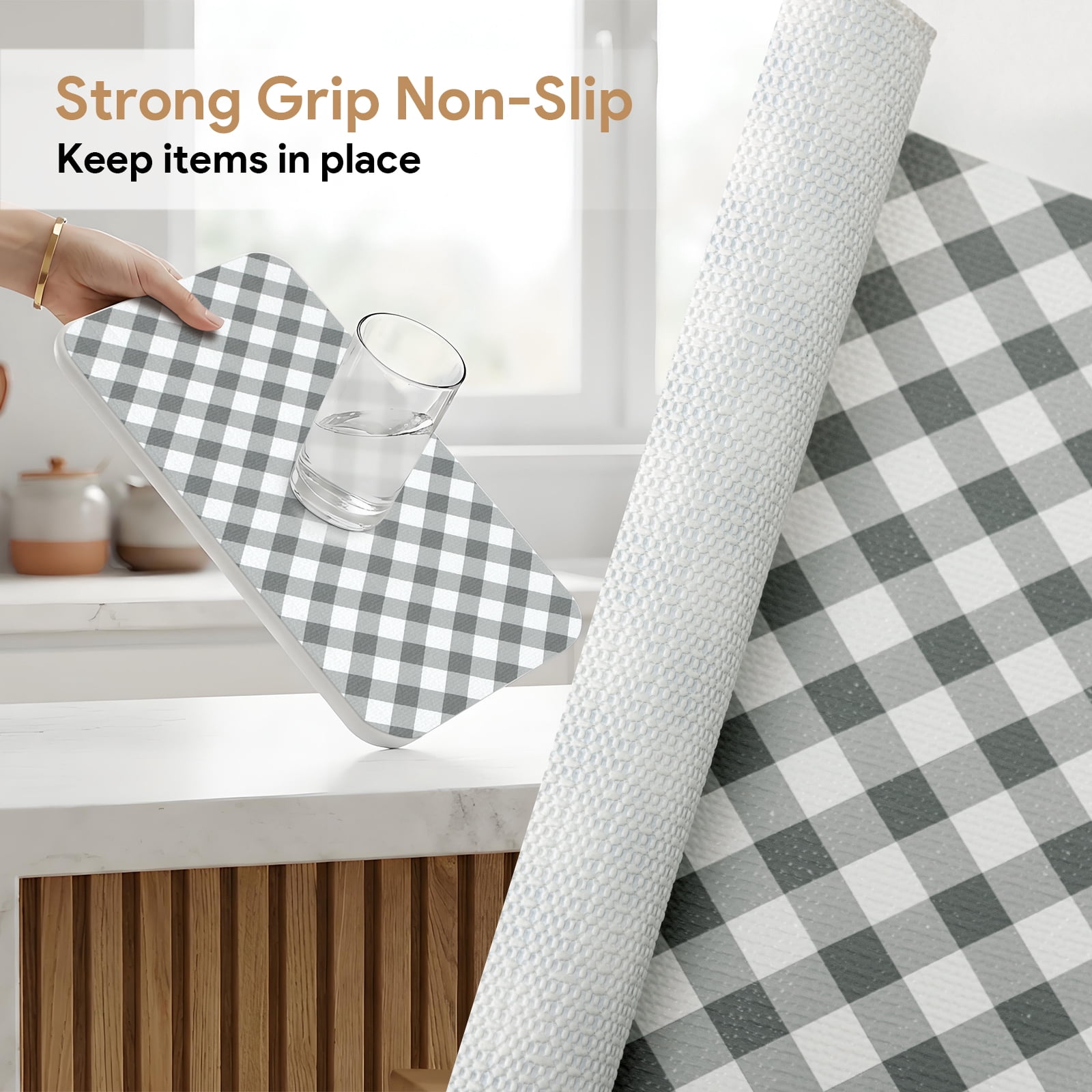 RAY STAR 12x120 Inch Shelf Liner Non Slip, Non Adhesive Drawer Liner, Waterproof Shelf Liners for Kitchen Cabinets