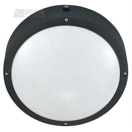 Nuvo Lighting 62541 - 2 Light (Twist and Lock Base) 10.5" Hudson Matte Black Finish with White Lexan Shade Wall / Ceiling Light Fixture with Photocell (60-2541)