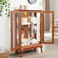 thumbnail image 5 of Lisonu Lighted Curio Cabinet with Mirrored Back, 2-Door Glass Display Cabinet with Adjustable Shelves for Collectibles, Dark Oak Finish, 5 of 26