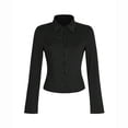 thumbnail image 4 of Yigetop Striped Long Sleeve Shirt Women Women's Long Sleeve Striped Fitted Button Down Shirts Casual Elegant Top Collared Dress Blouse Tops Womens Button Down Blouse Black L, 4 of 5