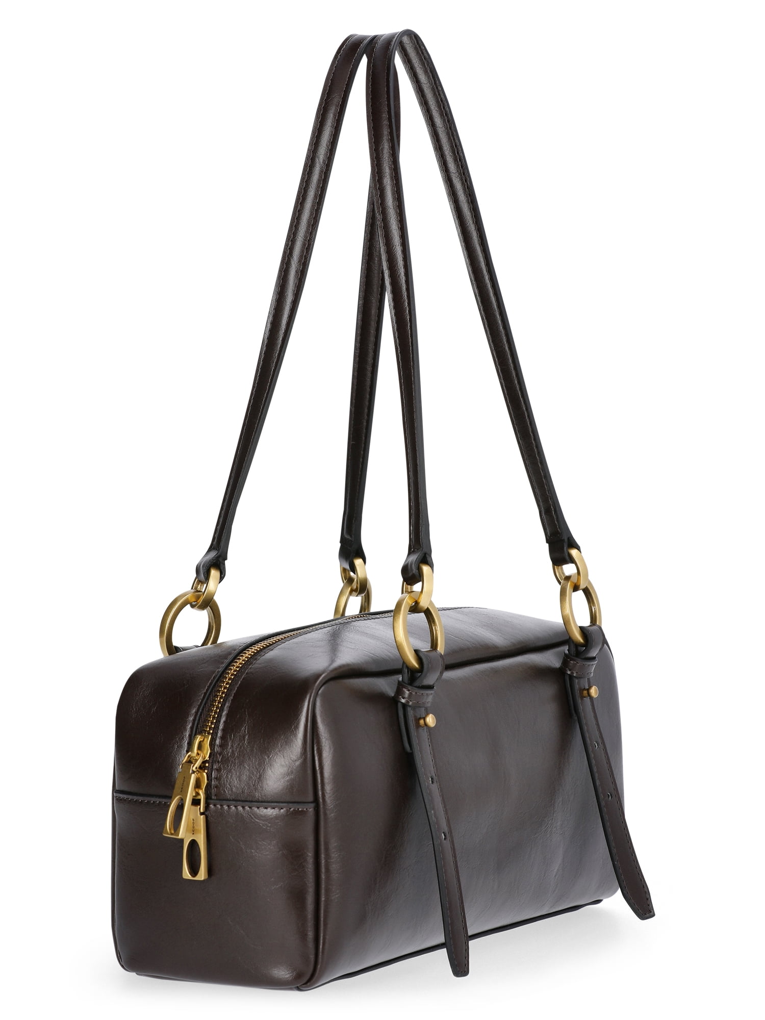 Scoop Women's Faux Suede Top Handle Shoulder Bag, Brown