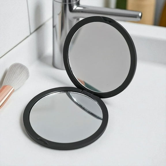 75mm Round Double Sided Folding Travel Makeup Mirror Portable