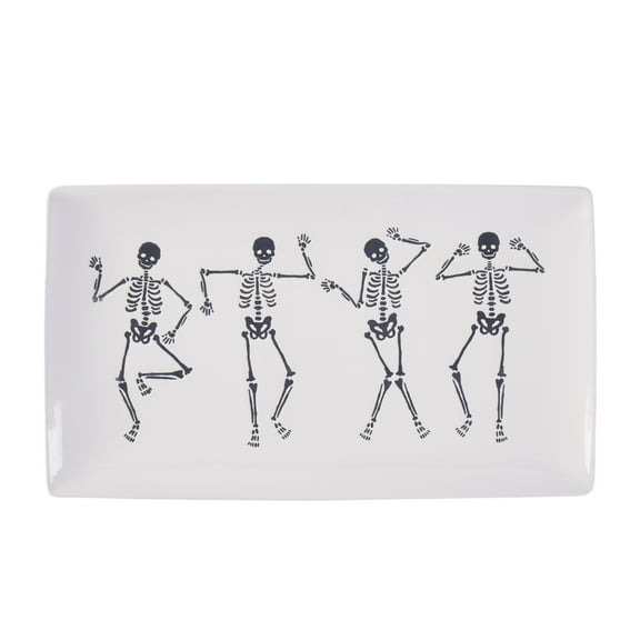 Way to Celebrate Halloween Ceramic Dancing Skeletons Tray