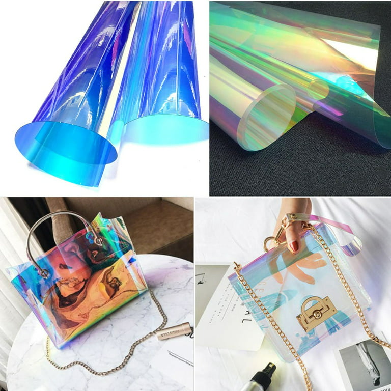Gerich Clear Transparent PVC Holographic Magic DIY Crafts Multicolor Fabric  Vinyl Film 