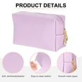 thumbnail image 3 of Bolsa de maquillaje cuadrada de cuero PU, organizador de cosméticos impermeable, bolsa de viaje para mujeres (Púrpura claro, Pequeña), 3 of 7