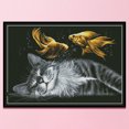 thumbnail image 1 of Cuadros Decorativos Kit de decoración de habitación de pintura a mano de sueño de gato DIY de punto de cruz con cuentas de 14 quilates Ndcxsfigh Nuevos Originales, 1 of 8