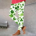 thumbnail image 2 of lcziwo Women's St Patrick's Day Leggings Novelty Shamrock Print High Waist Yoga Pants Slim Fit Stretchy Workout Tights Holiday Bottom Trousers Multicolor M, Lightning Sales Today, 2 of 7