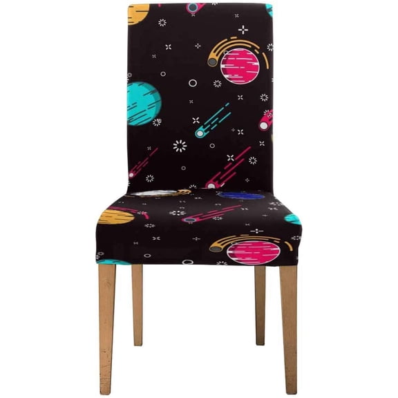 FMSHPON Lovely Outer Space Planets Stretch Chair Cover Protector Seat Slipcover for Dining Room Hotel Wedding Party Set of 1