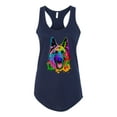 thumbnail image 2 of Wild Bobby, Colorful Happy German Shepherd Dog Animal Lover Ladies Racerback Tank Top, Navy, X-Large, 2 of 3
