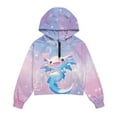 thumbnail image 5 of Xixirimido Axolotl Cute Girls Half Zip Sweatshirt Hooded Pullover for Teen Long Sleeve Hoodie Crop Tops with Pocket Fall Winter Clothes Size 7-8, 5 of 7