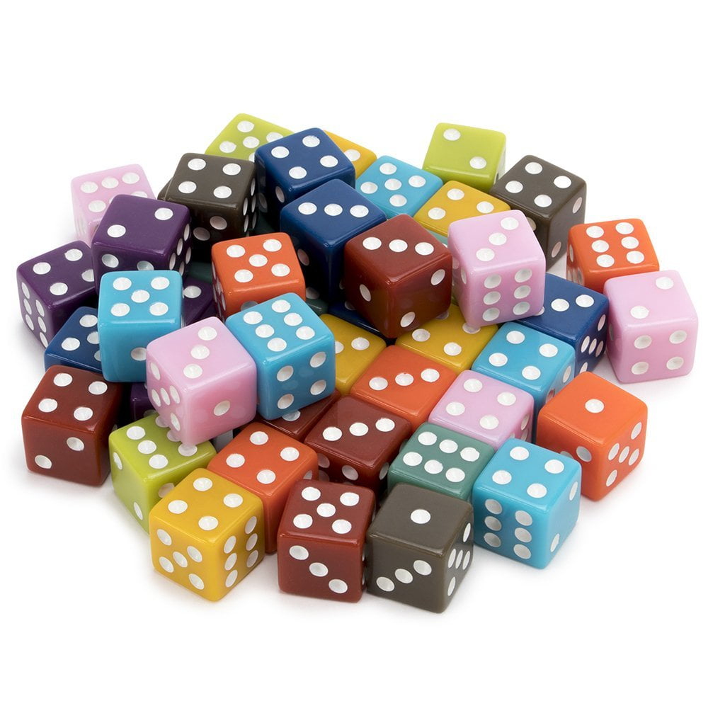 50 pack solid 6 sided game dice 10 sets of vintage colors 16mm dice