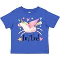 thumbnail image 3 of Inktastic I'm 5 Cute Rainbow Unicorn with Stars and Hearts Boys or Girls Toddler T-Shirt, 3 of 5