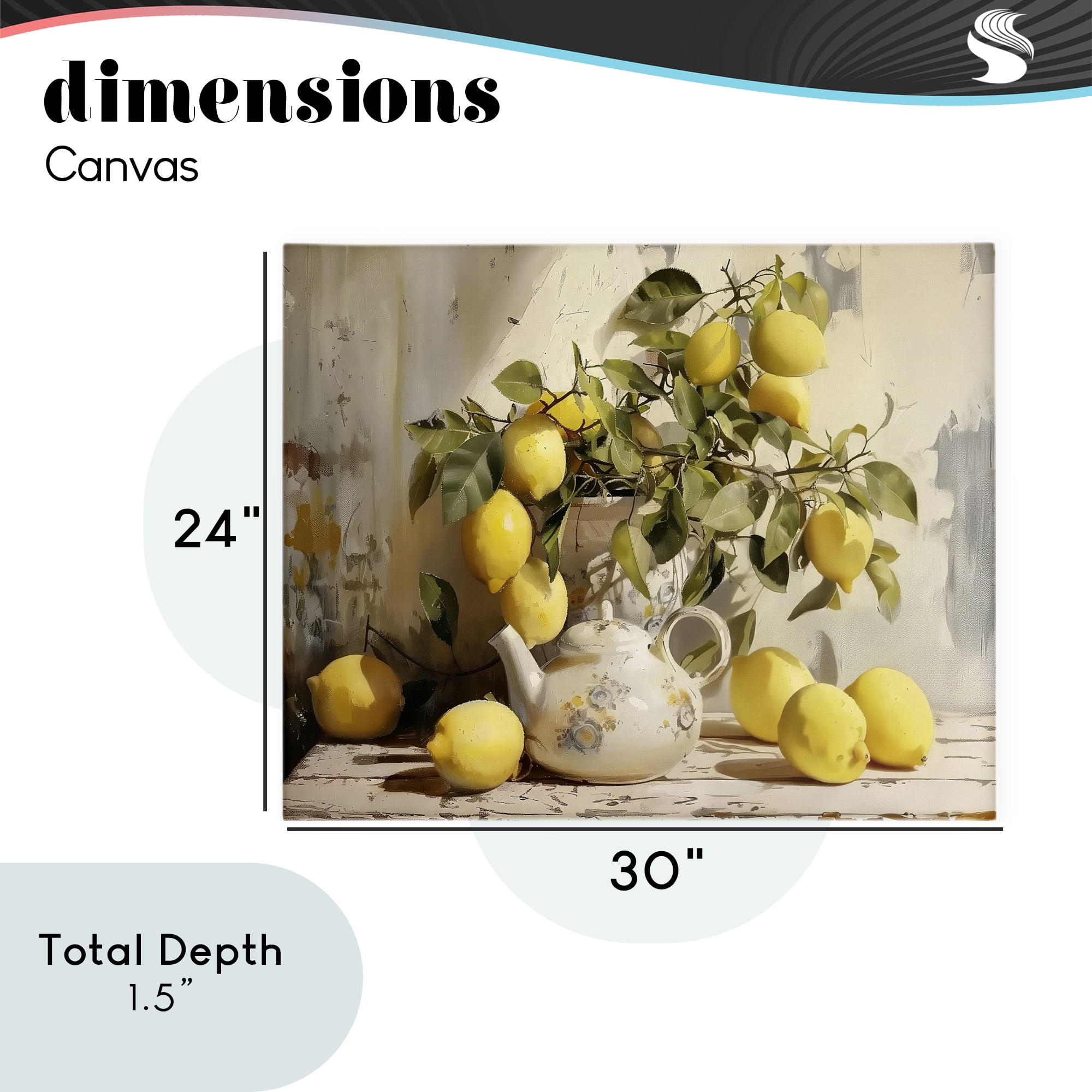 Stupell Industries Lemon Still Life with Teapot Canvas Wall Art, design by LSR Design Studio