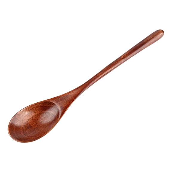 ZMGEJPW Wooden Spoon, 1 Pack Wood Soup Spoons Long Handle Wood Teaspoons Woods Table Spoon for Cooking Wooden Serving Spoon for Tea Coffee Honey Desserts Cereal, Spoon-Brown