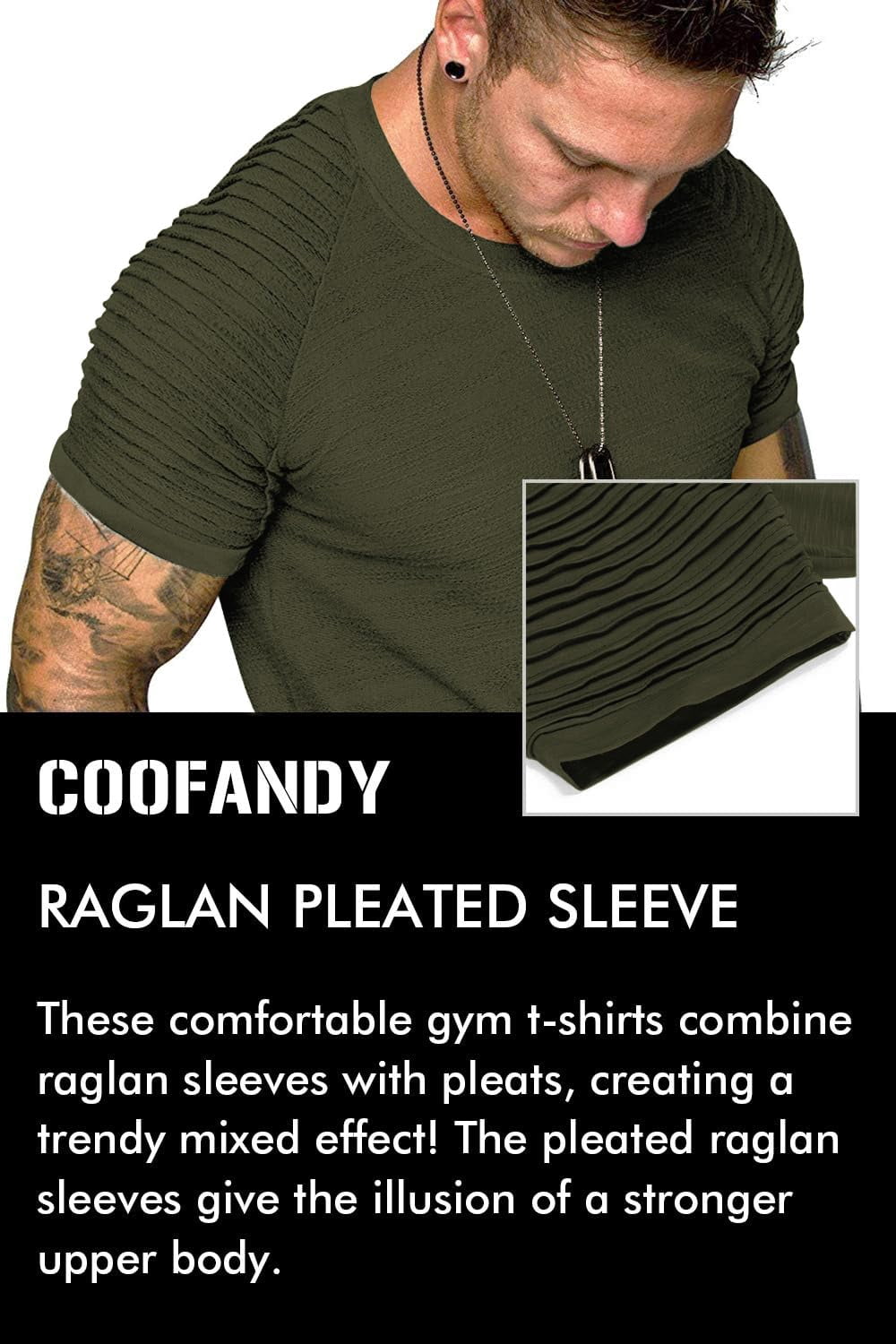 COOFANDY Mens Gym Workout Casual Short Sleeve Slim-Fitted T Shirt