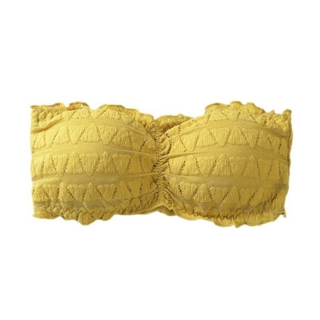 Women s Floral Lace Tube Top Bra Bandeau Strapless Bras Seamless Stretchy Chest Wrap