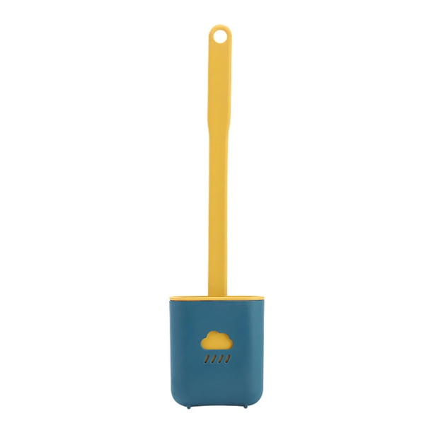 Bewildely Cepillo de baño de silicona con soporte, juego de cepillo de limpieza creativo, cepillo de plástico suave, cepillo de mango largo, cepillo de Suministros de limpieza para el hogar Azul Bewildely HA005523-01