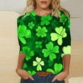 thumbnail image 2 of hotojiny Plus Size St. Patrick's Day Tops for Women Fashion Spring Cute 3/4 Sleeve Shirts Lounge Loose Crewneck Blouse, 2 of 5