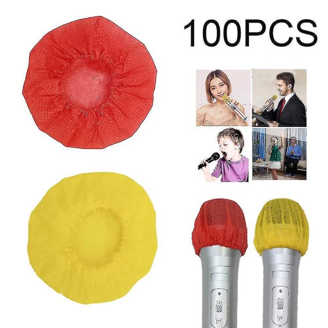 100pcs Microphone Hygiene Covers Disposable Non-woven Handheld Mic Mike Cover Windscreen Protective Cap
