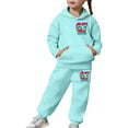 thumbnail image 3 of Kids Outfits Set 6 7 Six Seven Letter Outfits Set Comfortable Girls Fashion Hoodie And Jogger Cute Printed Pullover Tracksuit For Kids And Daily Wear Mint Green 100(2-3 Years), 3 of 9