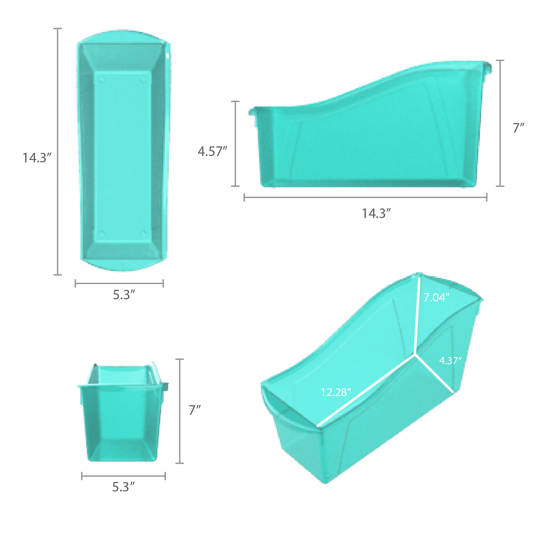 Pen+Gear Plastic Desktop Book Organzer Bin, Clear Green
