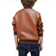 thumbnail image 4 of Cethrio Boys Leather Jackets, Waterproof Zip up Long Sleeve PU Fashion Jackets Brown Size 3-4 T, 4 of 7