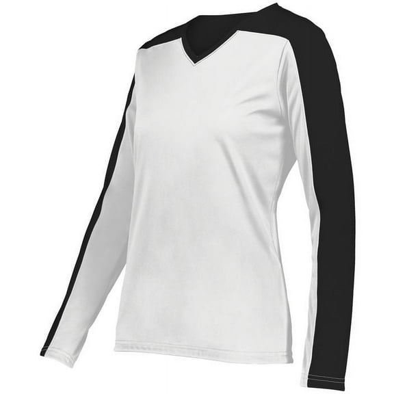 Holloway 223702.226.M Ladies Momentum Team Long Sleeve T-Shirt, White & Black - Medium