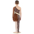 thumbnail image 6 of Aislor Girl Leopard Print Gymnastics Leotards Dance Biketards Stage Performance Bodysuit Brown 8, 6 of 7