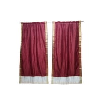 Mogul 2 Curtain Drape Panel Window Treatment Brocade Border Rod Pocket Handmade Indian Silk Sari Curtains Home Décor 84 inch