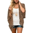 thumbnail image 1 of Women Floral Print Chiffon Kimono Cardigan Short Sleeve Loose Beach Wear Cover Up Blouse Top, 1 of 8