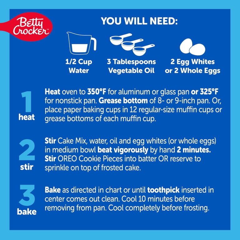 2 pack) Betty Crocker OREO White Cake Mix, White Cake Baking Mix