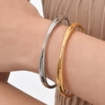 thumbnail image 6 of Stainless Steel Classic Plain Hammered Finishing Irregular Shape Open Cuff Bangle Bracelet, 6 of 8