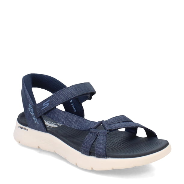 Sandalia Skechers GO Walk Flex para Mujer, Ajustable, Color Azul Marino
