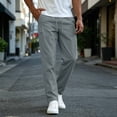 thumbnail image 5 of fatyb Mens Casual Pants Elastic Waist Drawstring Travel Pants Solid Color Lightweight Work Pants with Pockets, 5 of 7